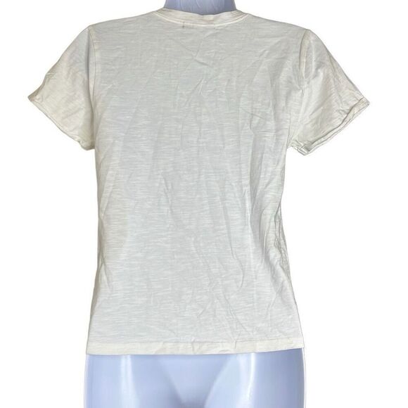 LaMarque Pullover Crewneck TShirt Cream Short Sleeve Scoop Neck Tie Front XS - Picture 2 of 9